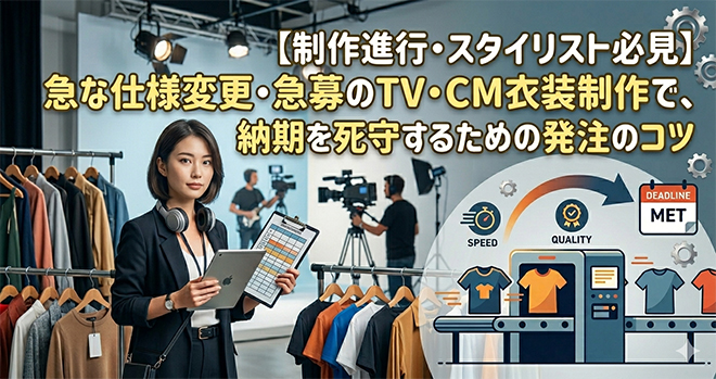 【制作進行・スタイリスト必見】急な仕様変更・急募のTV・CM衣装制作で、納期を死守するための発注のコツ